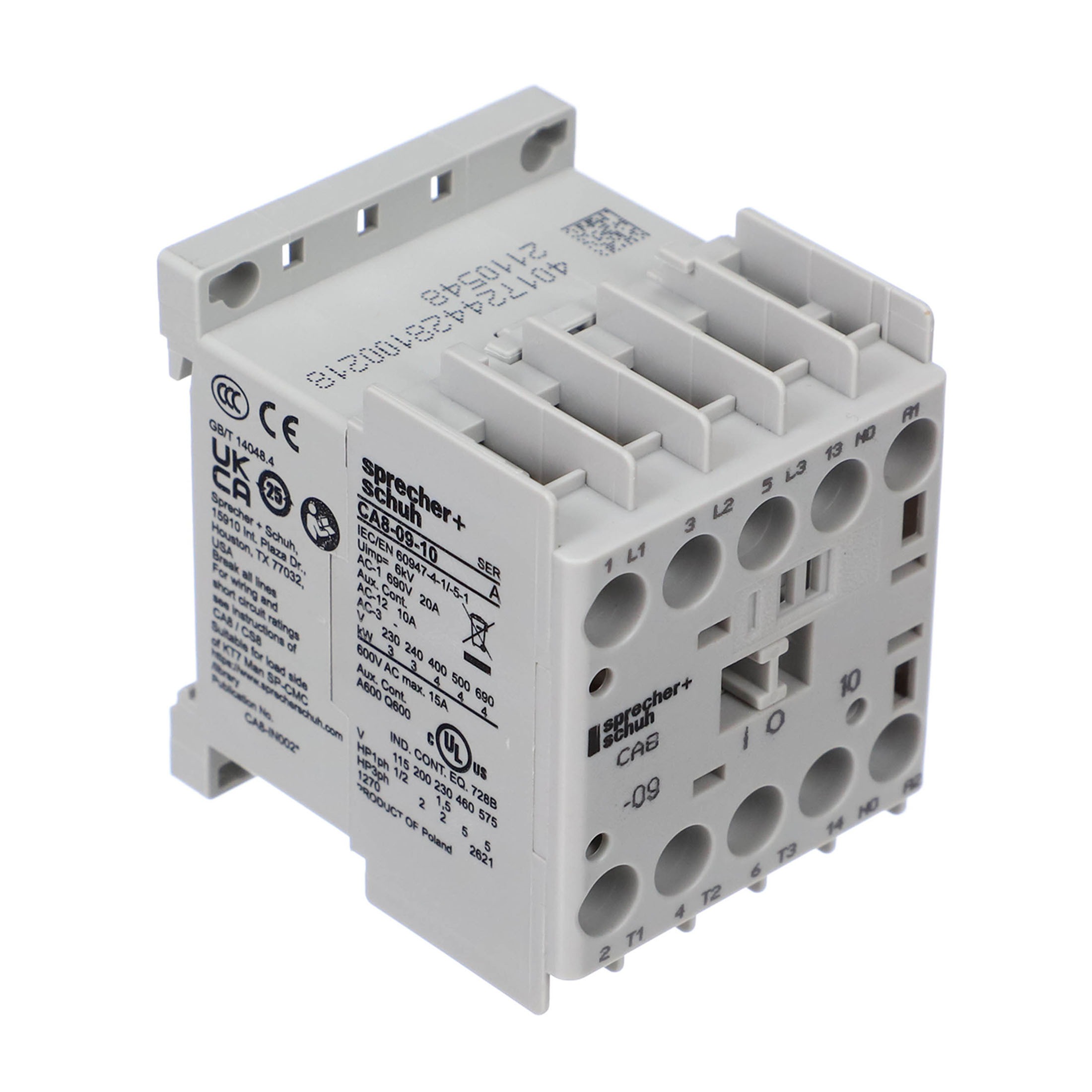 Sprecher + schuh ca8-09-10-120 contactor fvnr 9a 120vac 1no