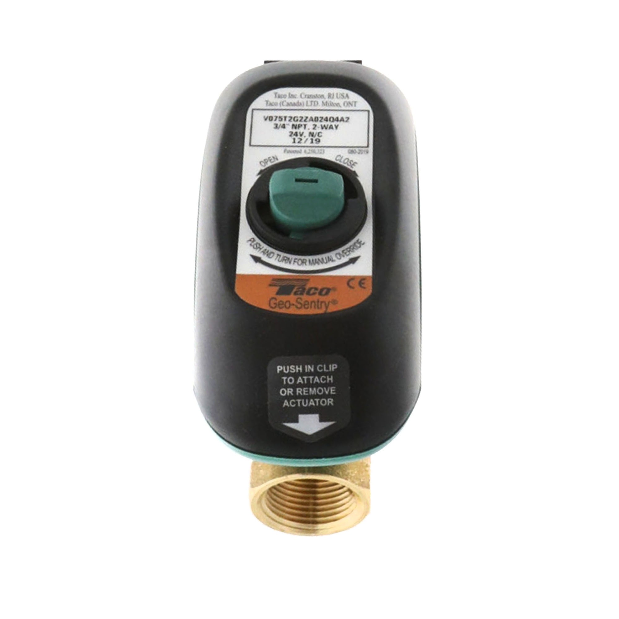 Taco comfort solutions v075t2g2za024q4a2 3/4" npt 2-way n. C. 24v zone valve