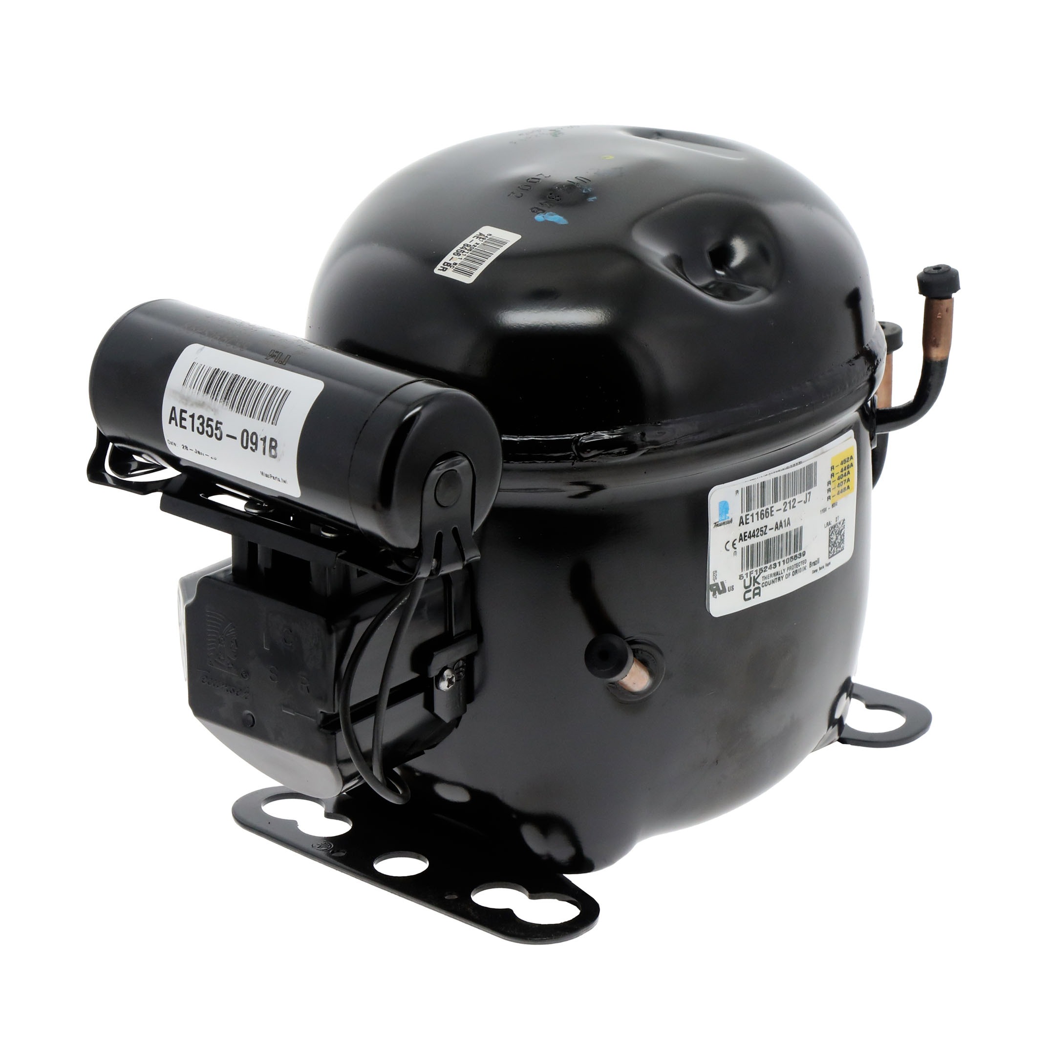 Tecumseh ae1166e-212-j7 hbp/cbp r404a/r507 115v 1/5 hp hst hermetic compressor