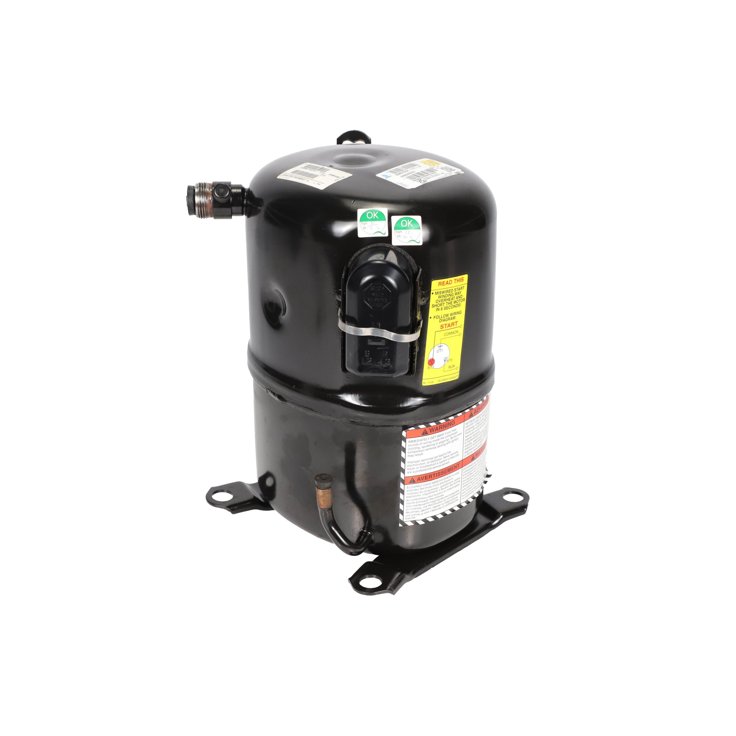 Tecumseh aw615eh-111-j7 230v/1ph 4600 btu r404a/r507 hermetic compressor