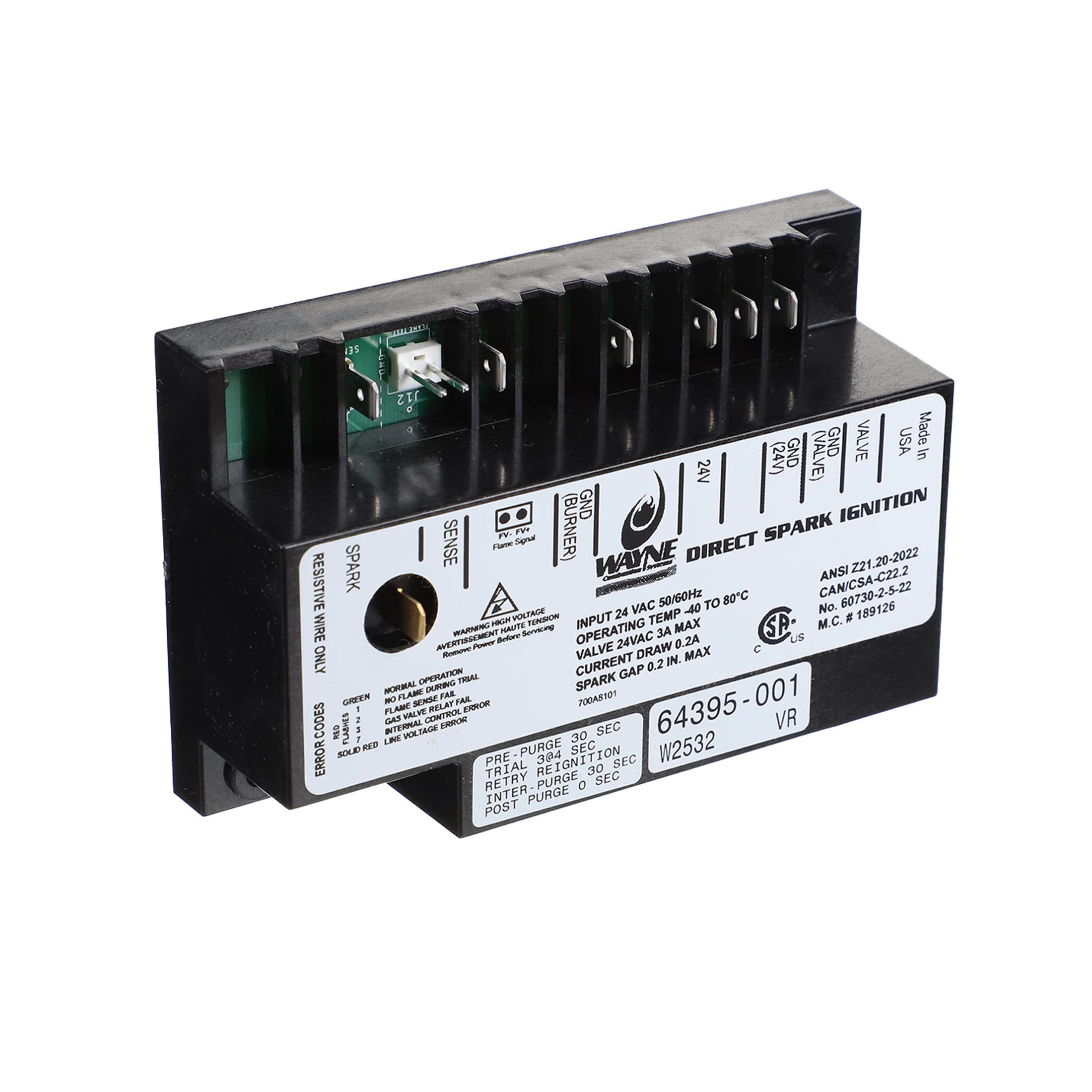 Wayne combustion 64395-ser ignition control for wayne series 5 burners